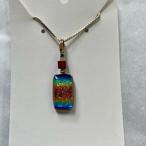 Rainbow Pendant Necklace on Gold Chain